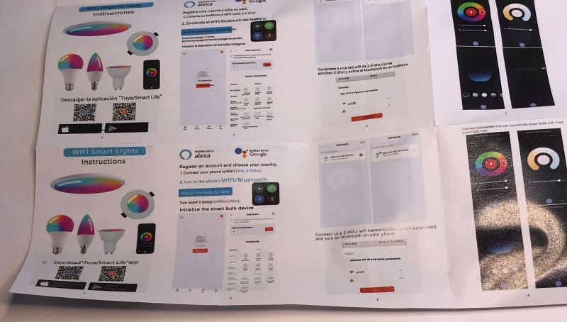 WiFi Smart Bulb Instructions for Tuya/Smart Life App WiFi smart bulb setup instructions shown in English and Spanish