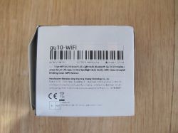 GU10 WiFi Bulb Packaging White cardboard box with information about a GU10 WiFi bulb.