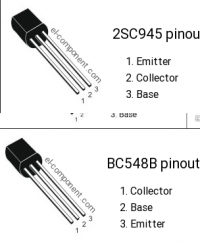 Podmiana BC548B na C945 w układzie z rezystorami R1-R4