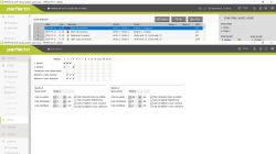 Ekran programu Satel Perfecta 16 z listą zdarzeń i ustawieniami stref alarmowych.