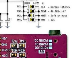 Image of a PCB fragment with soldered components and a connection diagram.