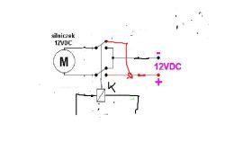 Electrical diagram with relay K reversing rotation of 12VDC motor