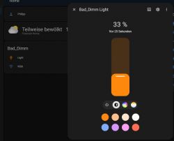 Lighting control interface with brightness slider set to 33%.