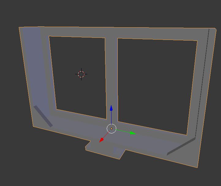 3D view of a phone mount model with two rectangular cutouts
