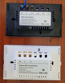 Two WiFi touch switches showing connection schematics.