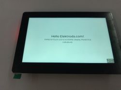 Waveshare ESP32-S3-Touch-LCD-5 Display with Welcome Message 5-inch Waveshare ESP32-S3-Touch-LCD-5 touchscreen showing a welcome message “Hello Elektroda.com!” with test parameters.