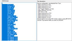 Screenshot showing device configuration in JSON format and a textual description.