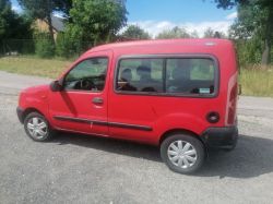 Red Renault Kangoo car parked on the roadside surrounded by greenery.