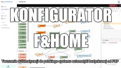 F&Home Building Automation Configurator Screenshot of the F&Home configurator with large text KONFIGURATOR F&HOME and a description about automation for F&F building systems.