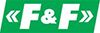 Logo F&F w kolorach zielonym i białym.
