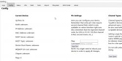 Device configuration with unknown settings and command input field.
