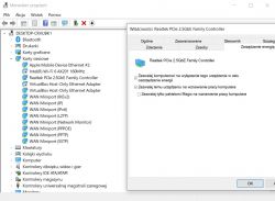 Ekran ustawień zarządzania energią dla kontrolera sieciowego Realtek w systemie Windows.