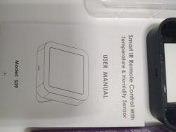 User manual for a smart IR remote control with temperature and humidity sensor.
