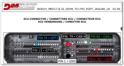 ECU connector with labeled pins: GND, +12V, GPT0, GPT1, CAN H, CAN L.