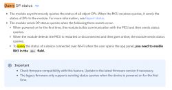 Screenshot of documentation about querying DP status in a module.