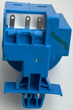 Blue ST-545 pressure switch with three metal terminals labeled 1, 2, 3