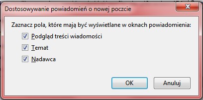 Thunderbird - nie pokazuje powiadomienia o nowej poczcie