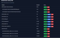 Screenshot of “SD card contents” page listing files with Open, Download, Preview, and Delete buttons.