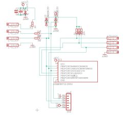 Schematic diagram of a button module based on the Attiny13 microcontroller.