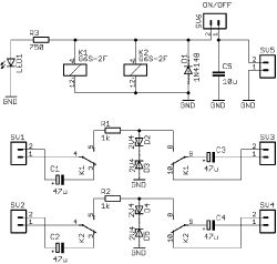 Circuit diagram of a modification with indicator and Zener diode protection.