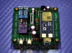3D render of a PCB with ESP32-S3, PCM5102A and optional PAM8403 modules