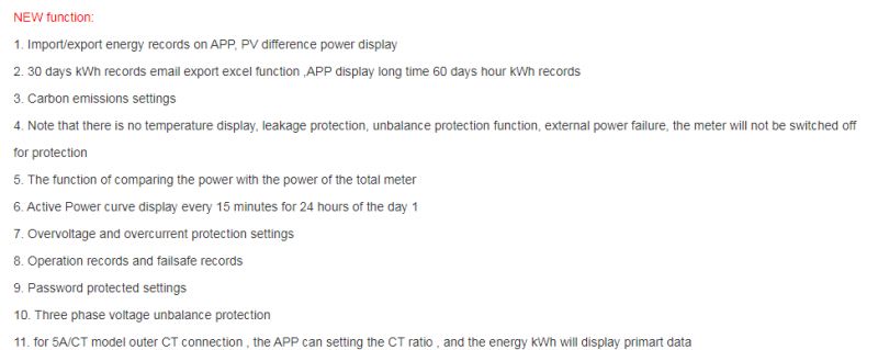 New Features of Three-Phase Energy Meter List of new features for a three-phase energy meter.