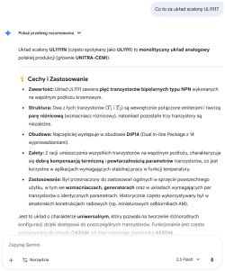 Zrzut ekranu z odpowiedzi Gemini o układzie scalonym UL1111 w wersji 2.5 Flash