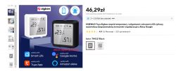 Zigbee temperature and humidity sensor with LCD display in white and black versions.