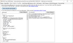 Screenshot of BK7231 Easy UART Flasher showing Tuya configuration in JSON format