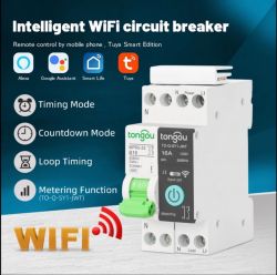 Smart WiFi circuit breaker Tongou with remote control via Tuya Smart Edition mobile app.