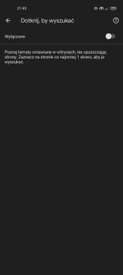 Wyłączanie podświetlenia słowa i dolnej szufladki po dotknięciu w telefonie po resecie