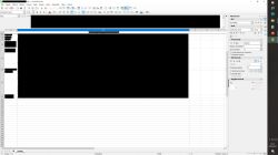 Zrzut ekranu arkusza kalkulacyjnego LibreOffice z większością danych zamazanych na czarno, widoczne są tylko nagłówki kolumn i interfejs programu.