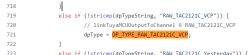 Screenshot of a code snippet with the expression DP_TYPE_RAW_TAC2121C_VCP highlighted.
