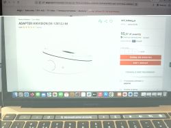 Ekran MacBooka z ofertą Allegro: „Adapter Hikvision DS‑1281ZJ‑M” i cena 95,57 zł