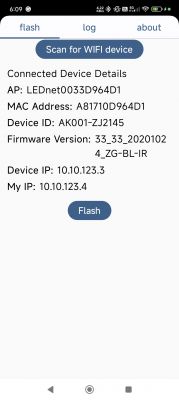 Screenshot of an app displaying device connection details.