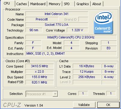 Intel Celeron D341 2,93GHz Podkręcanie