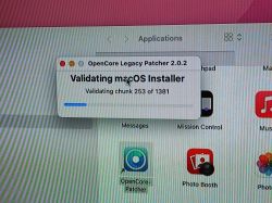 Validating macOS Installer with OpenCore Legacy Patcher OpenCore Legacy Patcher installer window validating macOS installer.