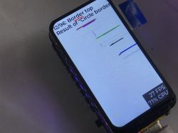 Wyświetlacz ESP32-C6-LCD-1.47 pokazujący wynik testu graficznego z licznikiem FPS i CPU
