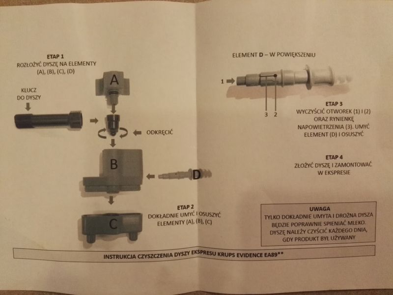 Krups EA8900 - mało spienione mleko i dużo pary, czy serwis jest konieczny?