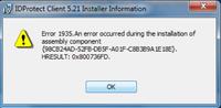 Dlaczego przy instalacji IDProtect Clinet pojawia się błąd 1935?