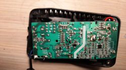 Circuit board with electronic components of a charger.