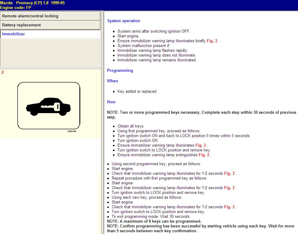 Mazda Premacy - centralka nie widzi nowego pilota.
