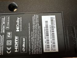 Nameplate of Philips TV 65OLED705/12 Label with technical data of Philips TV 65OLED705/12, showing logos like Dolby Vision, Atmos, HDMI, and dts HD.