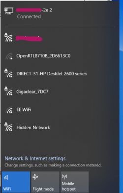 Windows Wi-Fi network list showing OpenRTL8710B_2D6613C0 with weak signal
