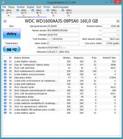 Ocena stanu dysku Seagate 500GB ST3500320AS - analiza SMART bez MHDD