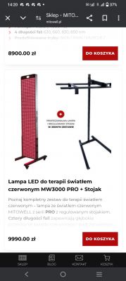 Lampa LED do terapii światłem czerwonym MW3000 PRO ze stojakiem.