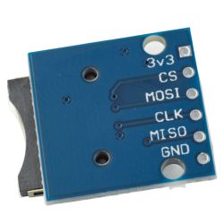 SD card reader module with pin labels.