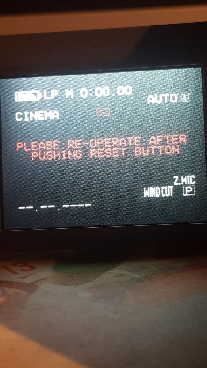 [Rozwiązano] Kamera panasonic please reoperate after pushing reset button.