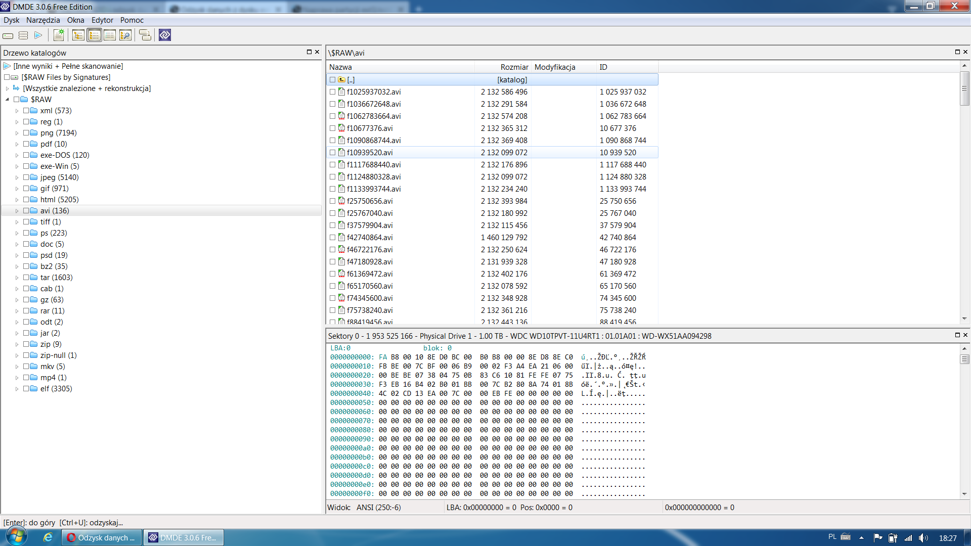 Odzyskiwanie plików avi z dysku ext4 w Synology DS 413j po formatowaniu