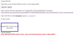 OTA file with variant berry selected but does not match device variant irRemoteESP.